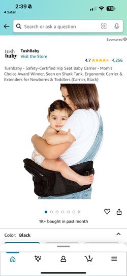 Baby hip seat carrier with strap