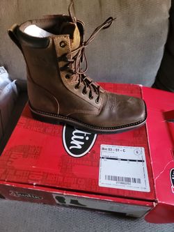 BOOTS, Pulley 8" Work BOOTS Justin