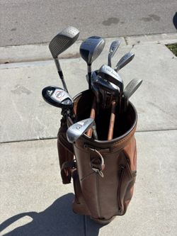 Golf Clubs Right Handed With Double Eagle Leather Golf Bag