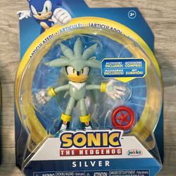 Sonic The Hedgehog SILVER 4" Action Figure w/Red Star Ring Jakks