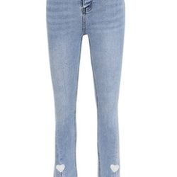 Detachable love button jeans straight tube high waist thin pants women's flared pants