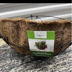 Brand New Metal Planters w/ Coco Liners (3 Pieces Total)