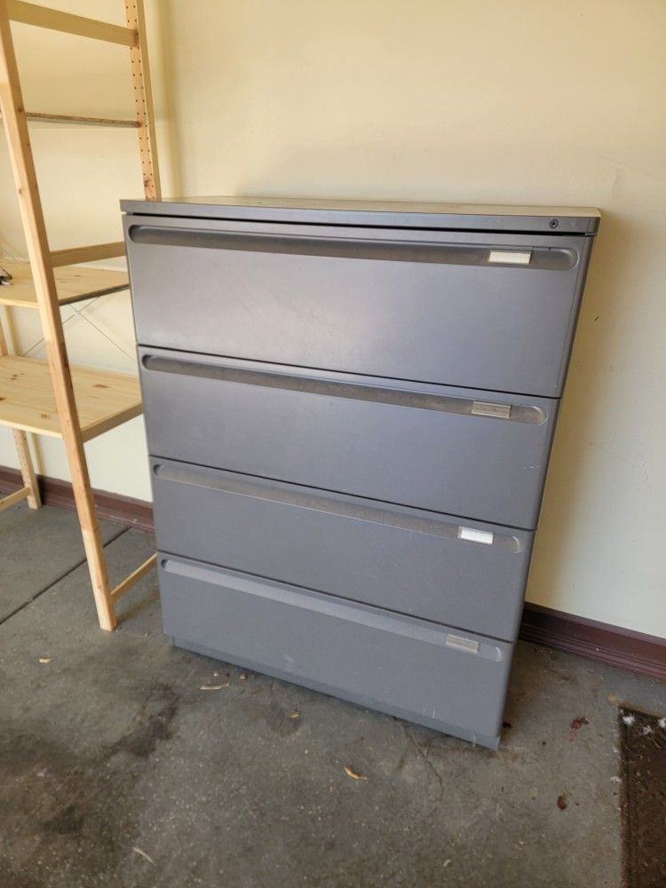 Lateral File Cabinet 36" Wide, 4 Drawer, Gray