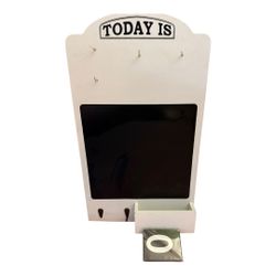 🗓️ Wall-Mounted Organizer – “Today Is” Chalkboard + Hooks