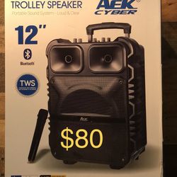 12” Aek Bluetooth Recahrgeable Party Speaker With Microphone And LED Display Lights 🎶🔊🎤