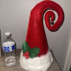 Santa Hat Tree Topper And Two Santa Picks 