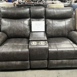 Gray loveseat recliner