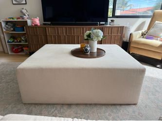 Custom beige performance ottoman