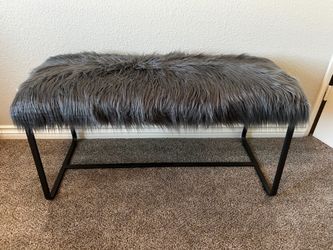 Shaggy Faux Fur Ottoman/Bench