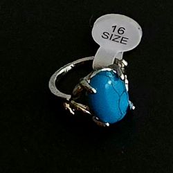 STUNNING BLUE HOWLITE FOREVER WEAR NEW SILVER SIZE  6 RING