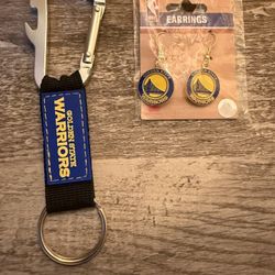 Golden State Warriors Earrings And Keychain 