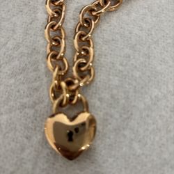 Necklace Link Rose Color Metal With Heart Pendant