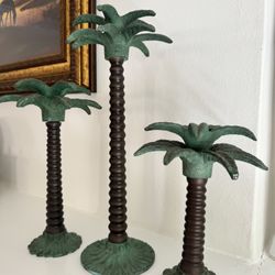  bronze Palm Tree candlesticks