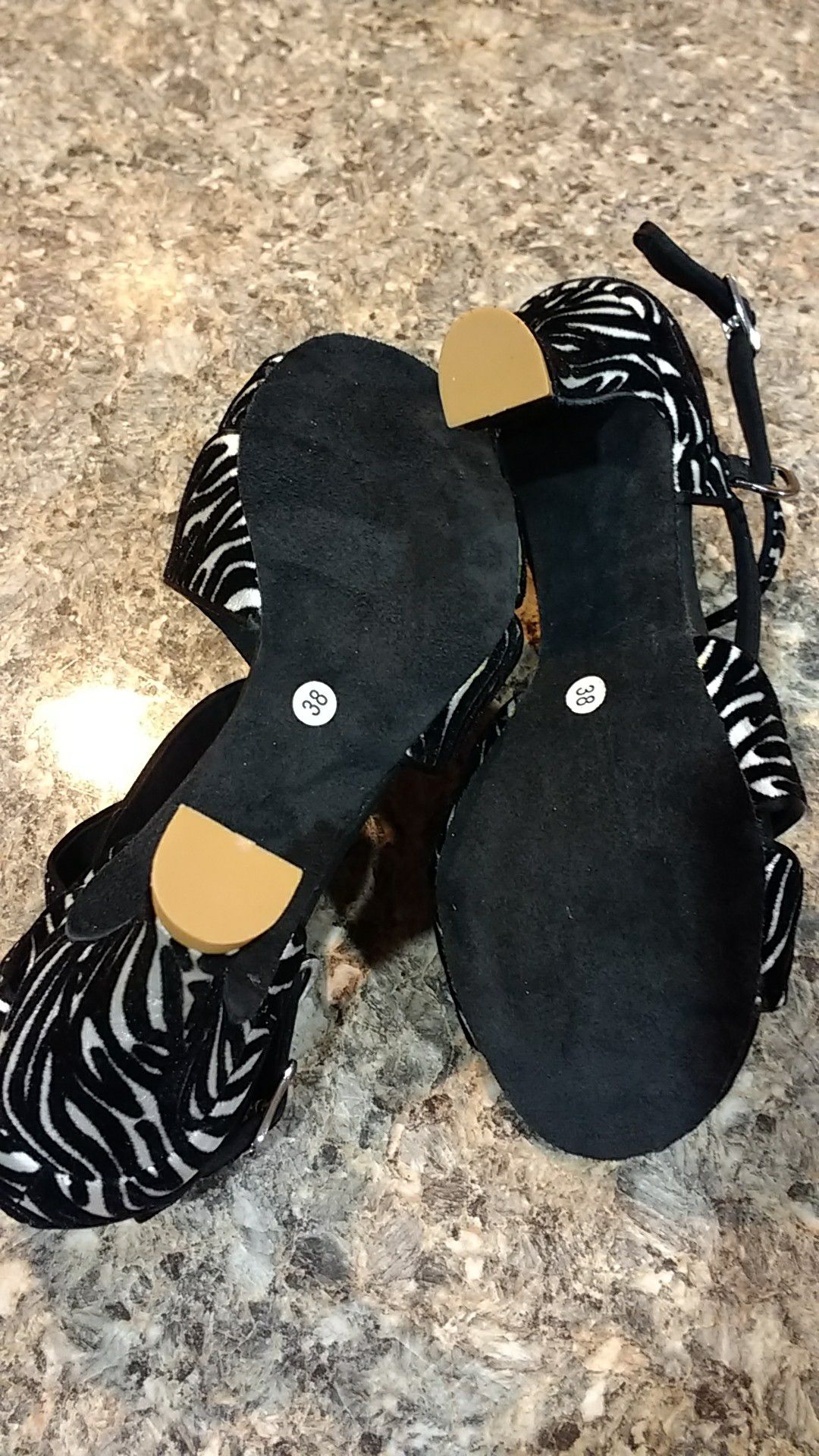 Zebra print latin dance shoes size 38