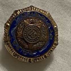 Vintage American Legion US Star Logo - 5/8” Gold Tone Enamel Screw Back  Pin