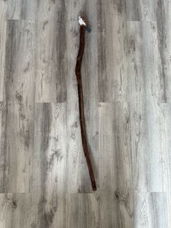 Vintage Hand Carved Wood Bird of Prey Hiking Staff 47" - American Folk Art Hawk
