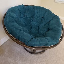 Papasan Chair with Teal Cushion