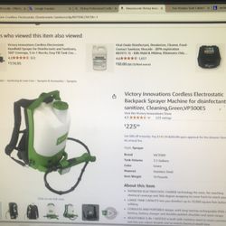 Victory Innovations Cordless Electrostatic Backpack Sprayer Machine for disinfectants, sanitizer, Cleaning,Green,VP300ES