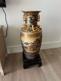 Large Satsuma Style Porcelain Floor Vase