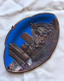 Beautiful Antique Souvenir of Chicago, marked Made in Japan, Enamel on Copper