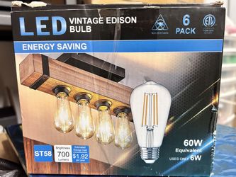 6 Pack Led Vintage Edison Bulb 60 W 700 Lumens