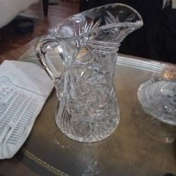 Antique American Brilliant Period Cut Glass Pitcher Late 1800's