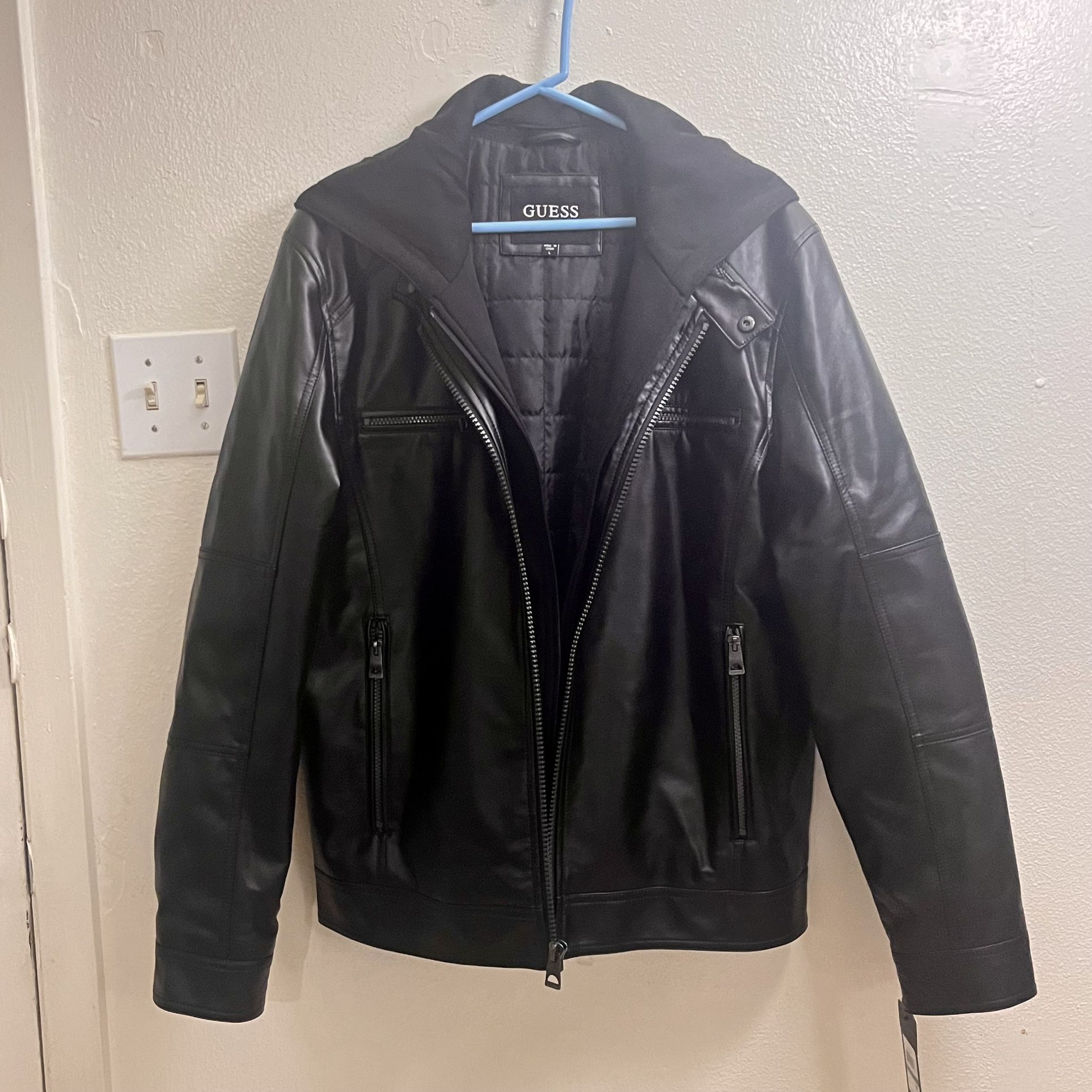 GUESS Leather Bomber Jacket