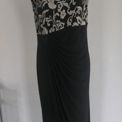 Women's Black and Gray embroidered top Gown