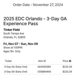 EDC Orlando Two Tickets 🎟️ 