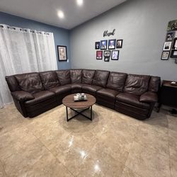 Brown Leather Recliner Sectional Couch- FREE DELIVERY