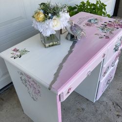 Pink Floral Desk /vanity 