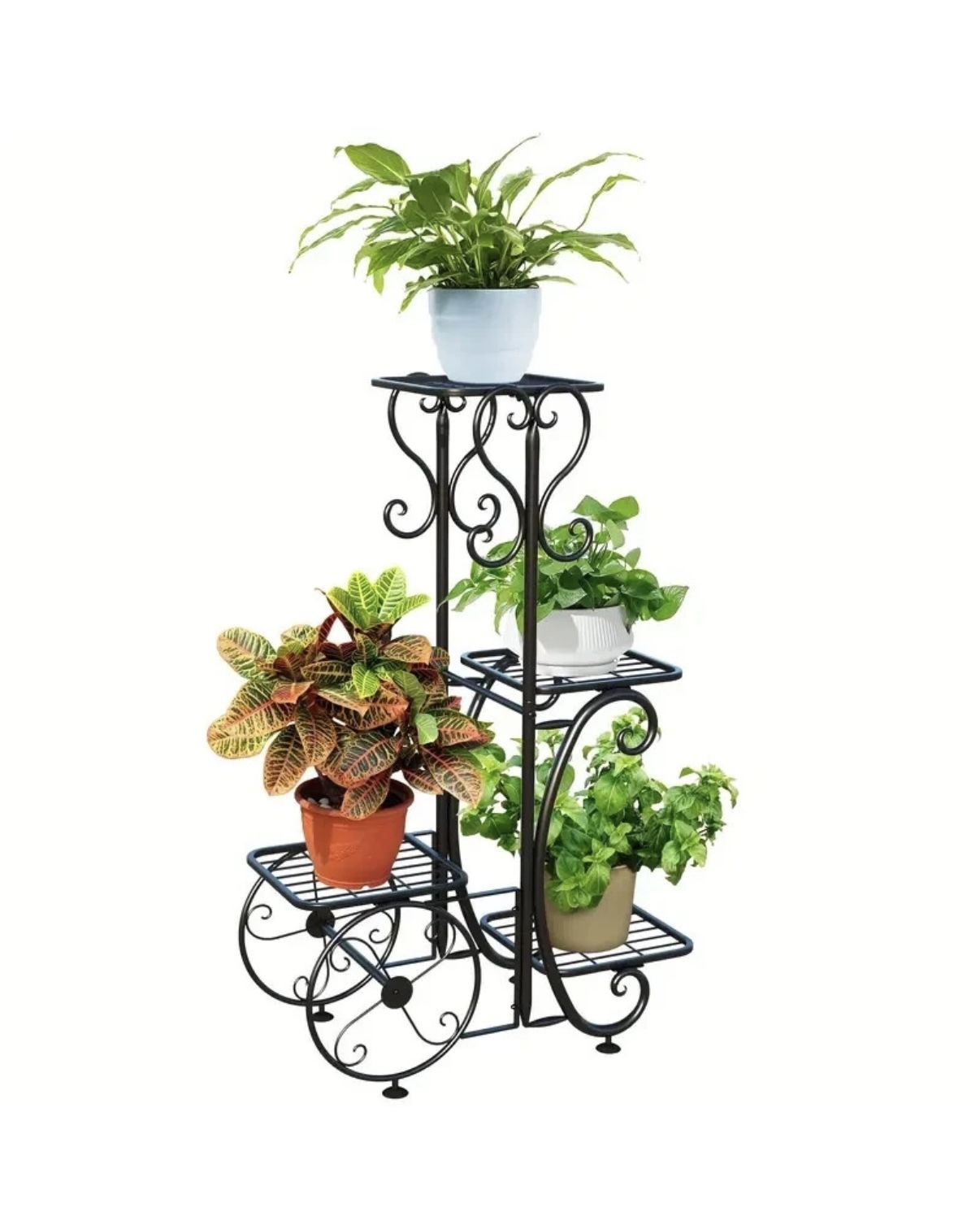 4 Tier Metal Plant Stand Indoor, Tiered Corner Plant Holders for Multiple Plants, 29 Inch Tall Flower Pot Holde Display Stand for Patio Garden Living