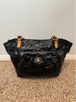 Authentic Coach Black Patent Leather Tote