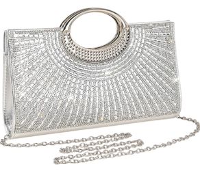Rhinestone Evening Clutch Purse for Women Formal Crossbody Bag