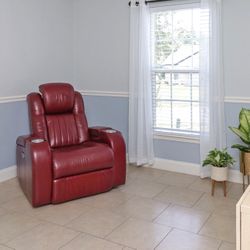 Red Leather Electric Recliner 