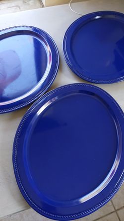 Blue oval melamine plates 16x13