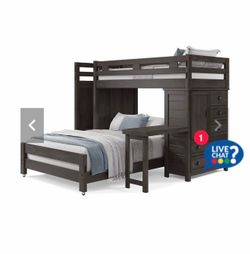 Twin Over Full Loft Bed in Black Charcoal finish