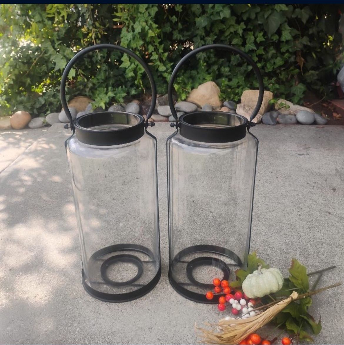 Tall Lantern Candle Holders Hurricane Glass Globes 18” Tall X 6” W