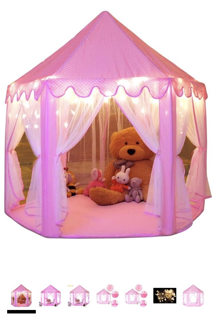 Monobeach Princess Tent Girls Large Playhouse Kids Castle Play Tent with Star Lights Toy for Children Indoor and Outdoor Games, 55'' x 53'' (DxH)