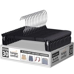 Hanger Central 30 Pack Pants Hangers – 12 Inch Slim Plastic Clothes Hangers