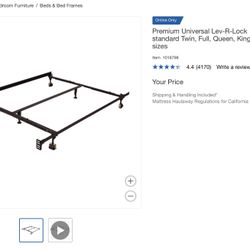 Universal Bed Frame fits Twin, Full, Queen, King And California King 