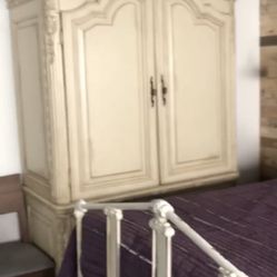 Laura Ashley: Wood Armoire  + Vanity 