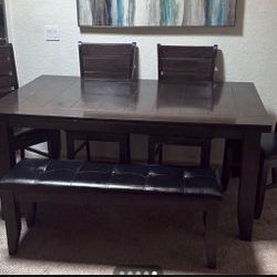 Kitchen table and chairs with bench seat