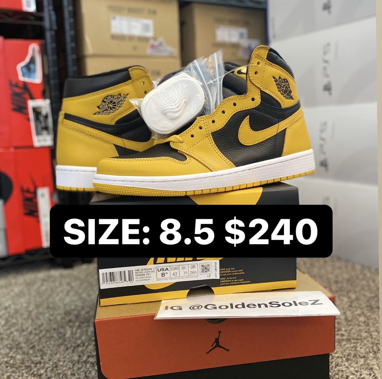 DS Jordan 1 pollen Sz 8.5 $240