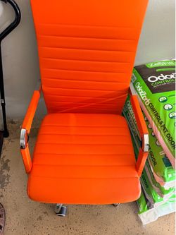 Orange leather desk chair $40