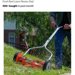 Brand New In Box American Lawn Mower Company 1204-14 14-Inch 4-Blade Push Reel Lawn Mower, Red