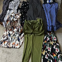 bag of dresses and nice pants 