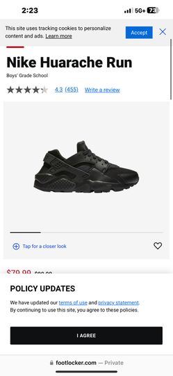 Black huarache Run Female Size 6.5/7