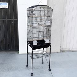 (NEW) $60 Small to Medium Bird Cage 60” Tall Parrot Parakeet Cockatiel Bird Cage 18x14x60” Rolling Stand 