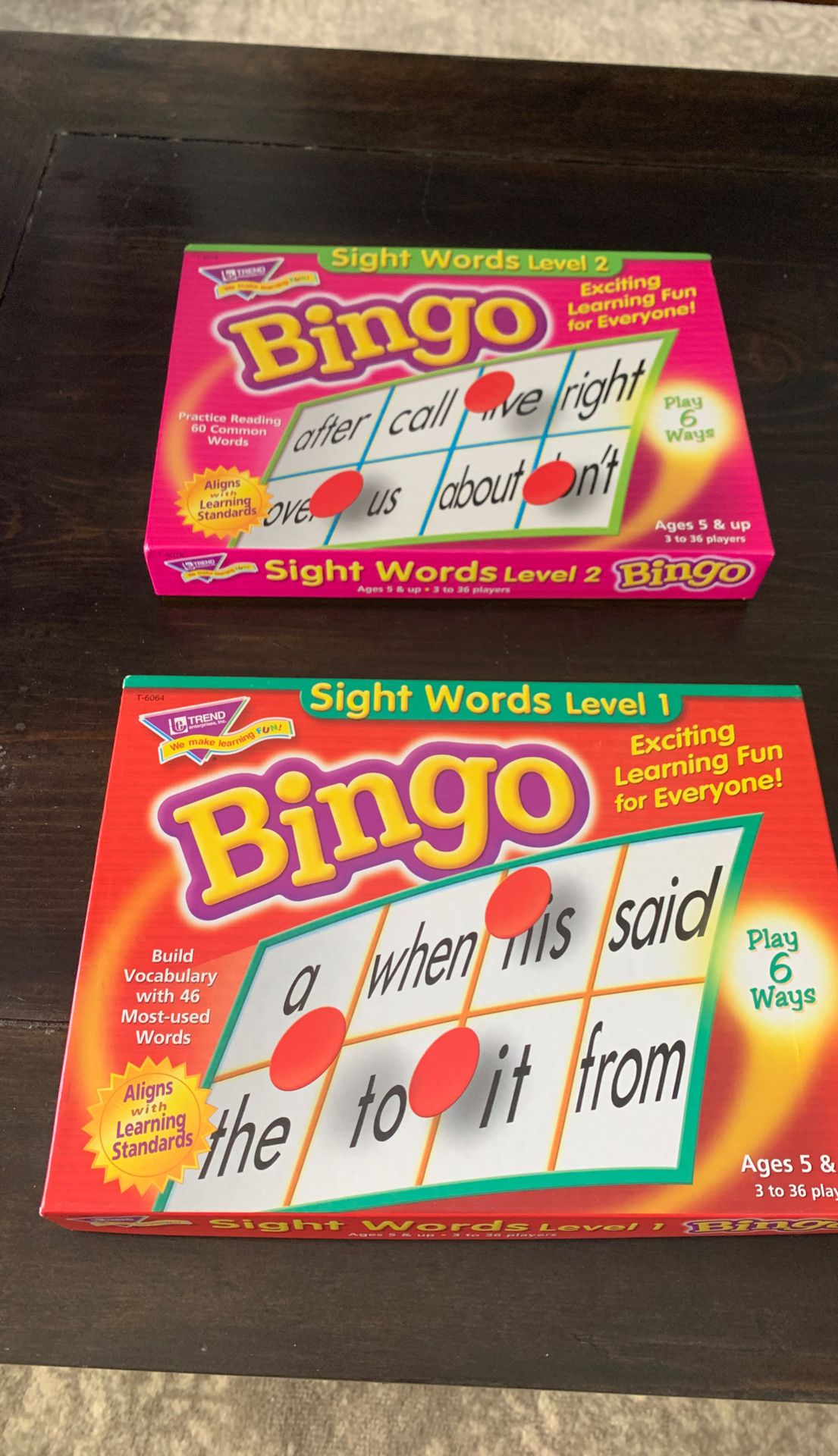 Sight words bingo game kids children learning bingo